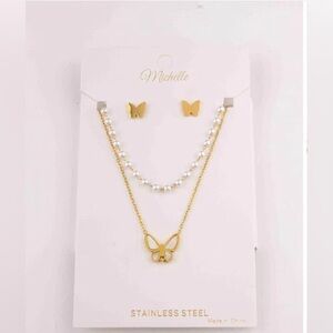 Michelle Gold Butterfly Jewelry Set